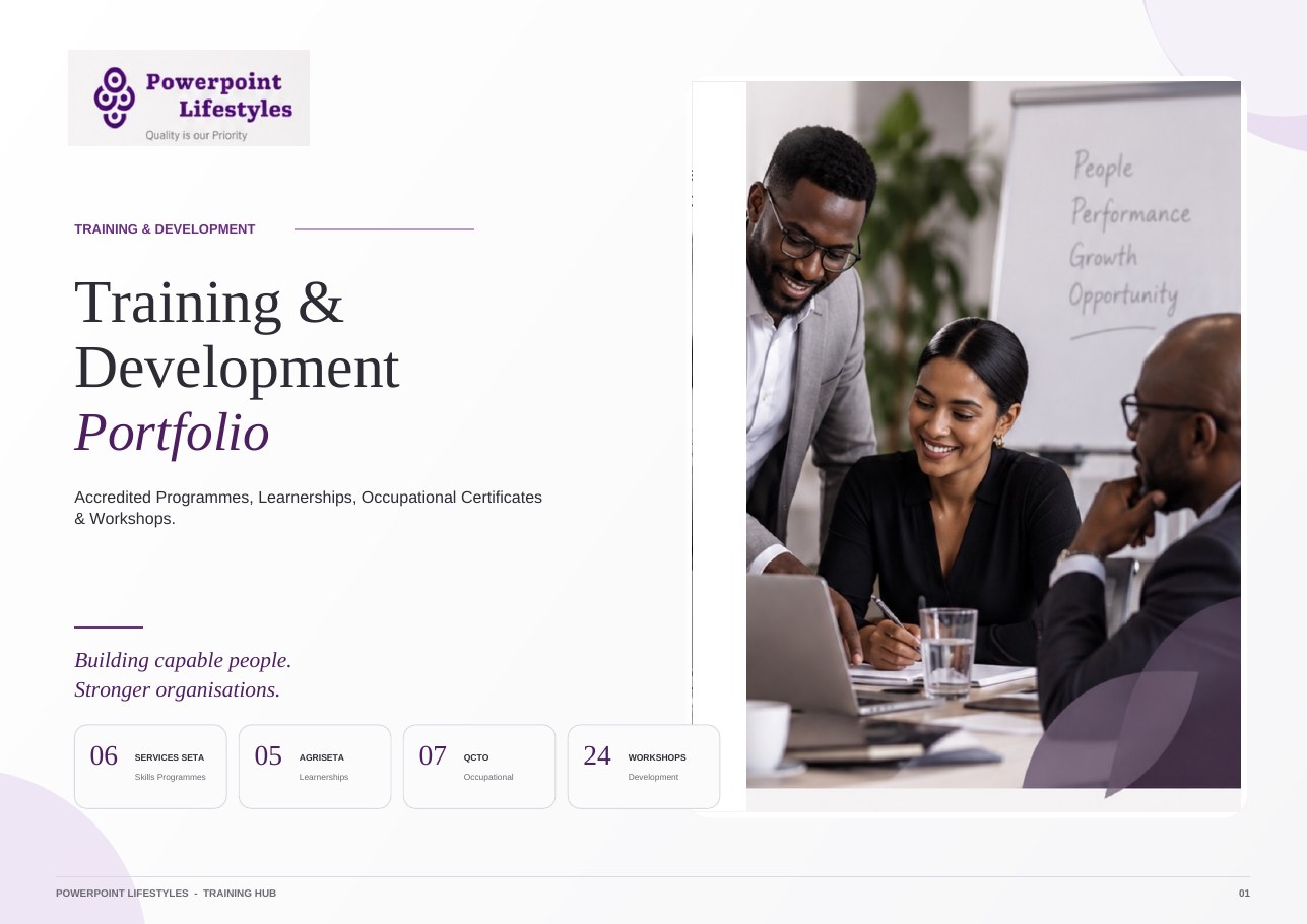 Cover of the PowerPoint Lifestyles Training & Development Portfolio